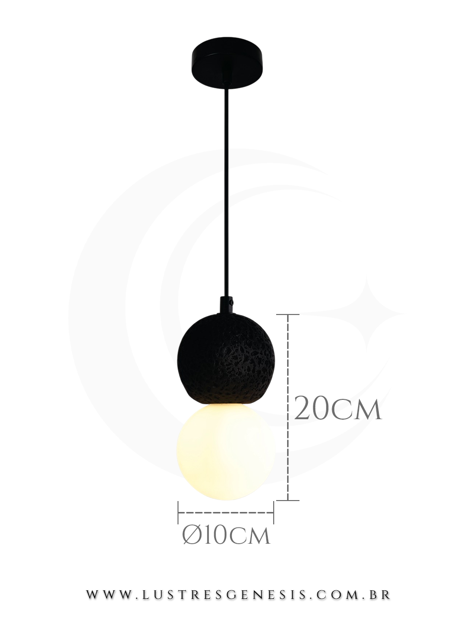 Pendente Moderno Metal Concreto Sindora DCD02613 Preto 10x20cm G9, Bancada Area Gourmet, Lavabo, Cabeceira de Cama, Banheiro